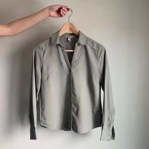 Muted green button up long sleeve, S